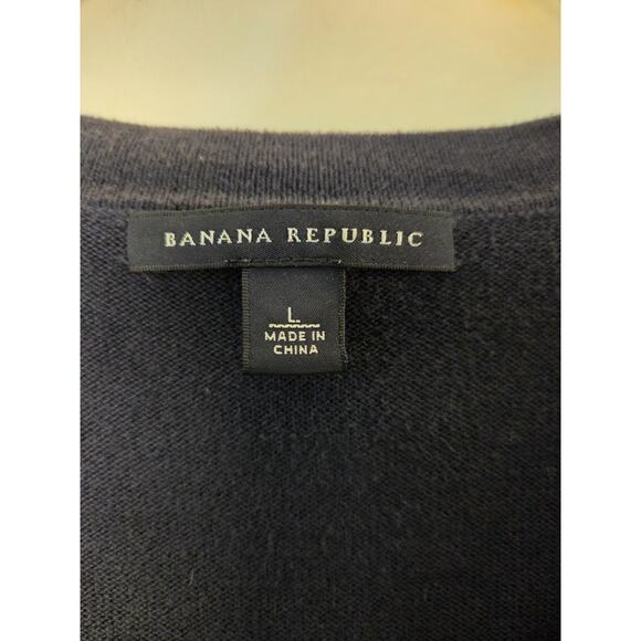 Banana Republic Womens Cardigan Size L Black & White Beaded Accents Hook & Eye - Picture 2 of 8